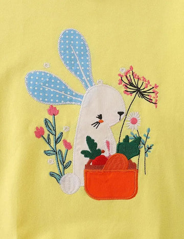 Shy Rabbit Appliqué Carrot Embroidered Sweatshirt - Mini Taylor